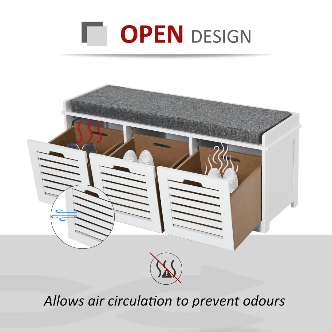 2-in-1 Shoe Cabinet and Bench - Grey and White