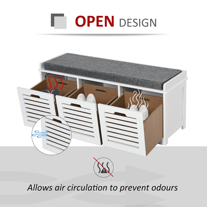 2-in-1 Shoe Cabinet and Bench - Grey and White