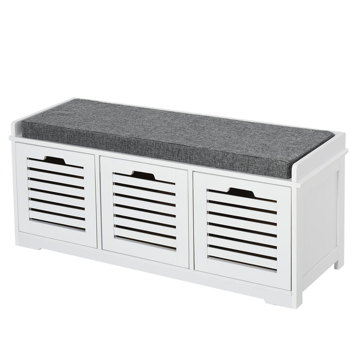 2-in-1 Shoe Cabinet and Bench - Grey and White