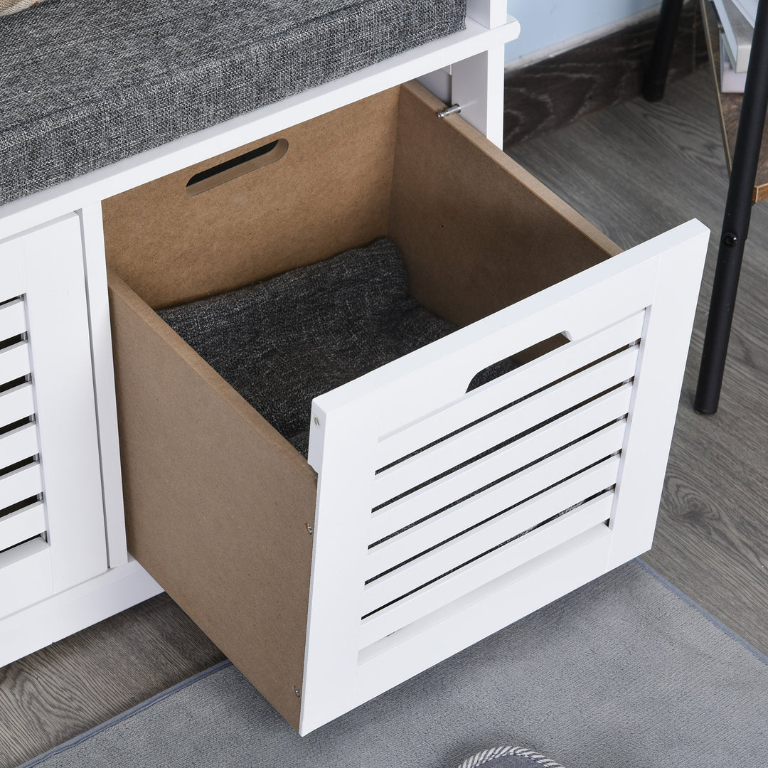 2-in-1 Shoe Cabinet and Bench - Grey and White