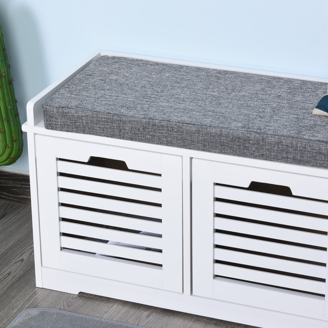2-in-1 Shoe Cabinet and Bench - Grey and White