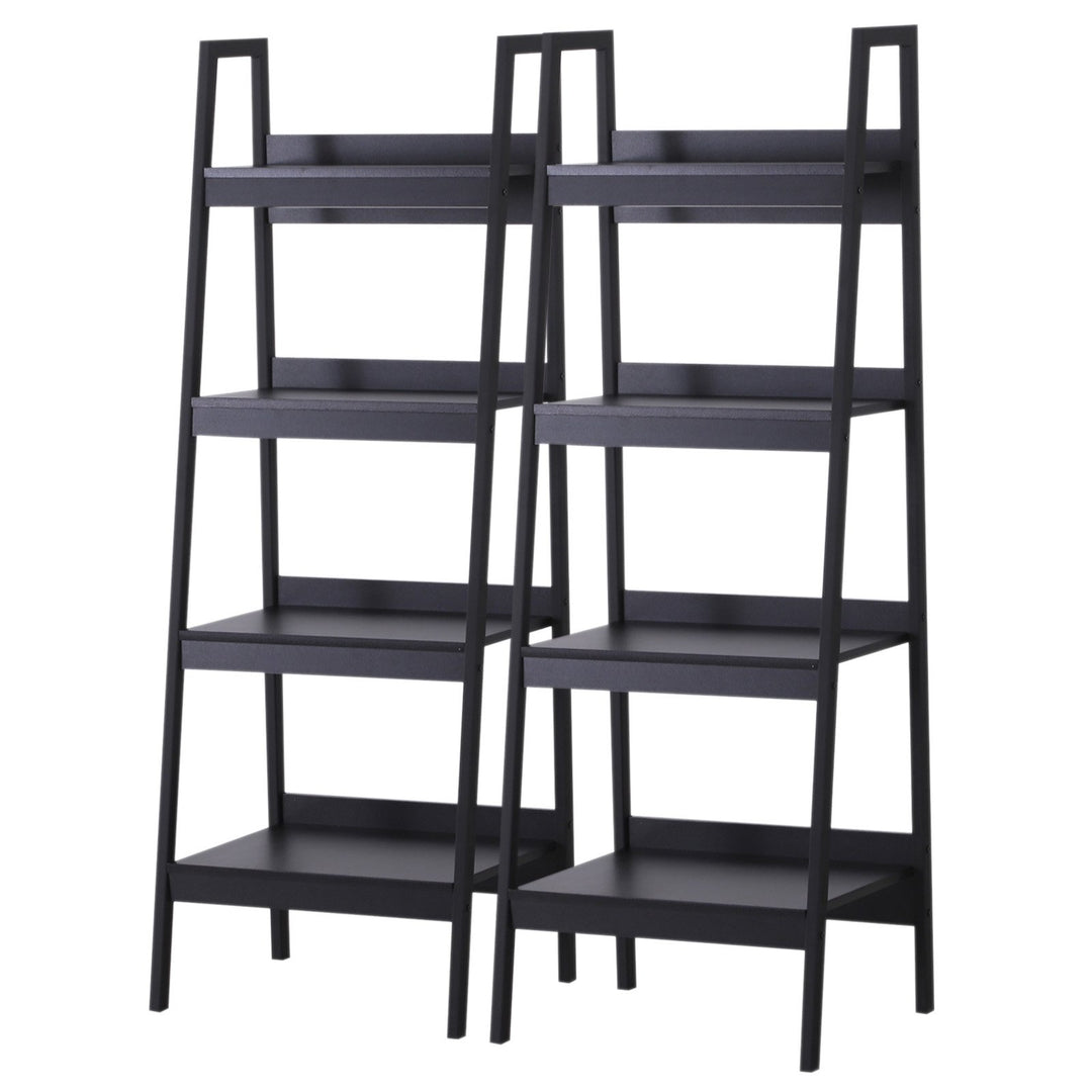 Set of 2 Ladder-Style Bookcases - Black