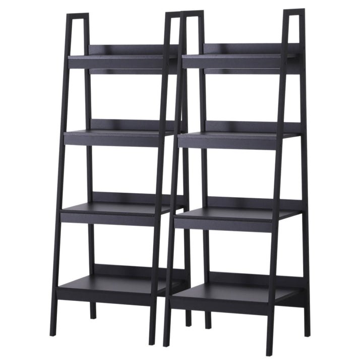 Set of 2 Ladder-Style Bookcases - Black