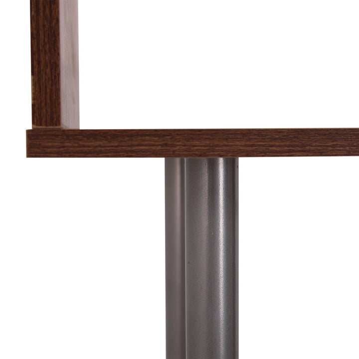 Modern 4-Tier S-Shaped Bookcase - Brown