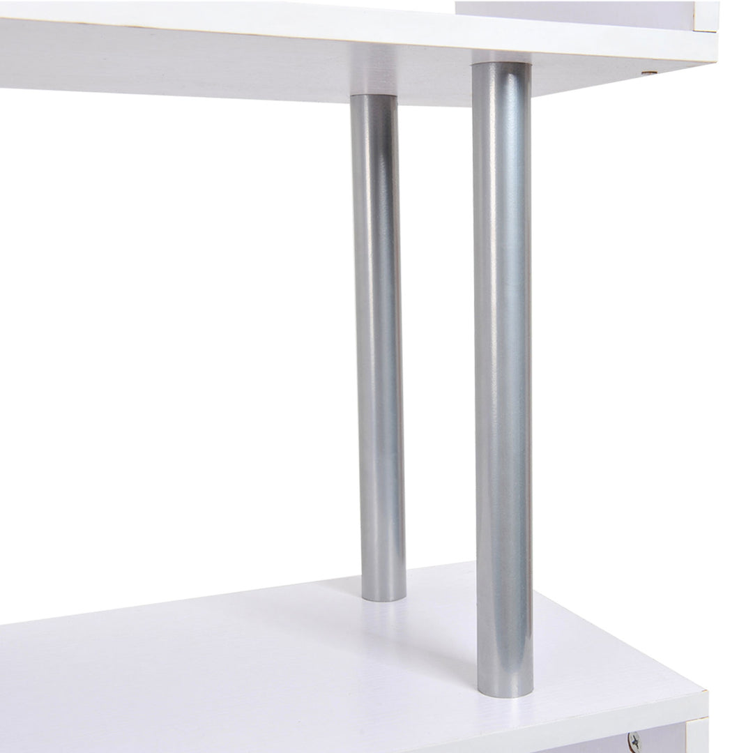 Modern 4-Tier S-Shaped Bookcase - White