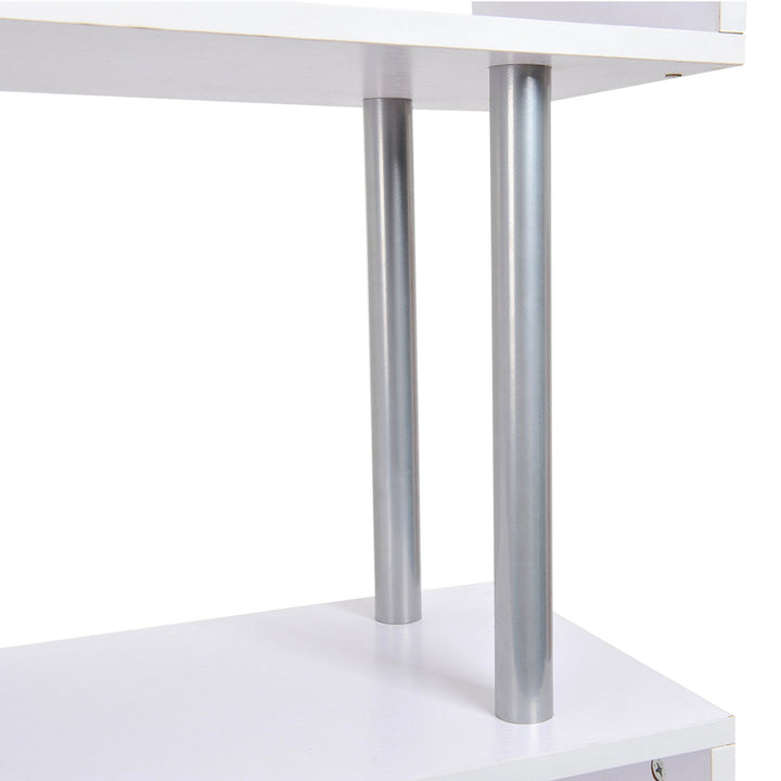 Modern 4-Tier S-Shaped Bookcase - White