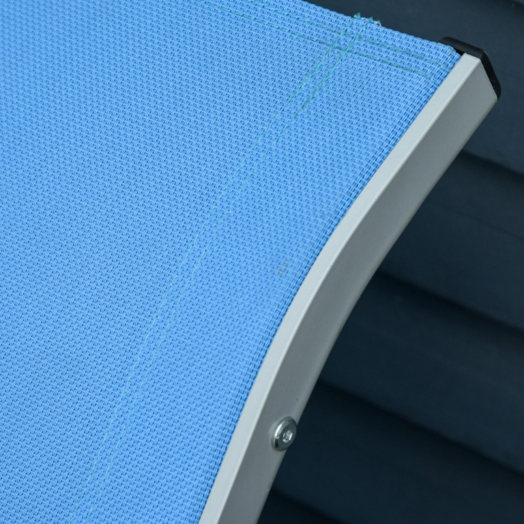 2pc S-Shaped Aluminum Foldable Sun Lounger Chair, Patio Tanning Beach Pool Deck Garden, Blue