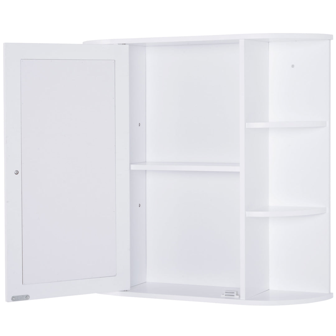 Wall-Mounted Bathroom Cabinet w/ Side Shelves - White