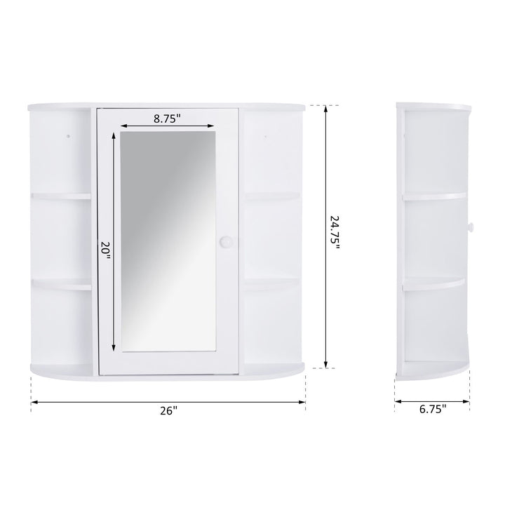 Wall-Mounted Bathroom Cabinet w/ Side Shelves - White