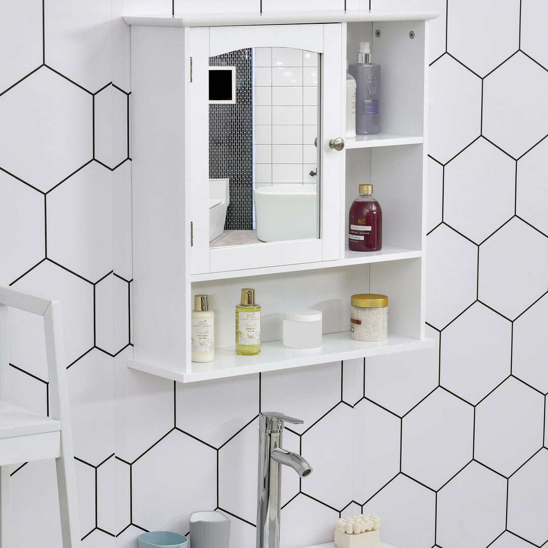 Wall-Mounted Bathroom Cabinet w/ Adjustable Shelf - White