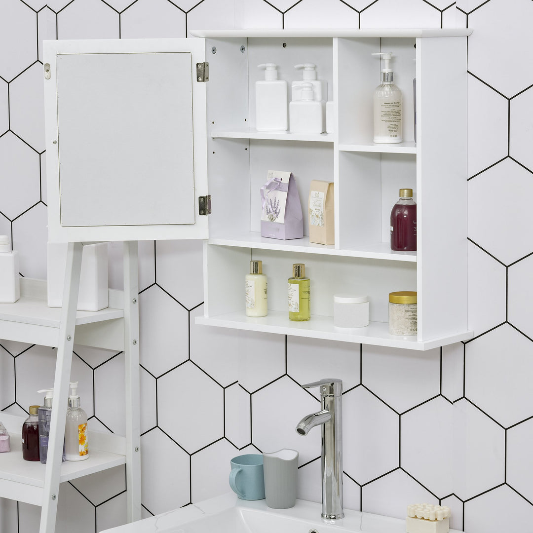 Wall-Mounted Bathroom Cabinet w/ Adjustable Shelf - White