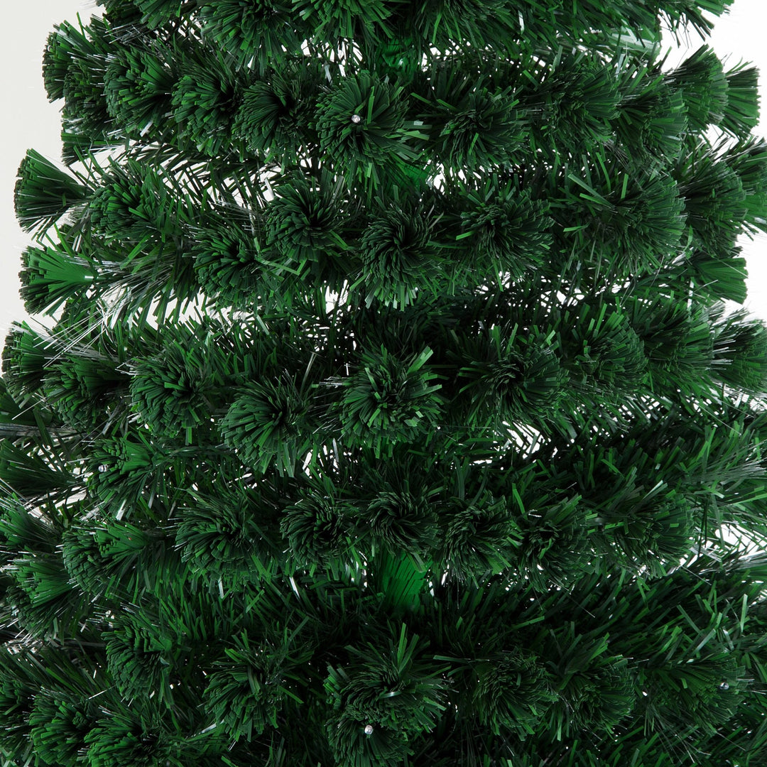 6ft Artificial Christmas Winter Holiday Tree w/ Fiber Optic LEDs, Star, Metal Base - Green