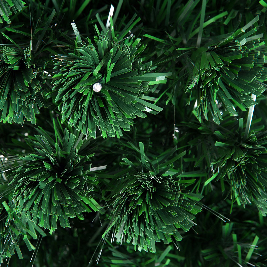 6ft Artificial Christmas Winter Holiday Tree w/ Fiber Optic LEDs, Star, Metal Base - Green