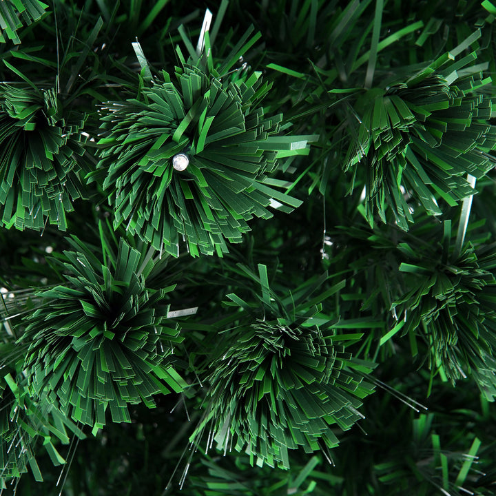 6ft Artificial Christmas Winter Holiday Tree w/ Fiber Optic LEDs, Star, Metal Base - Green