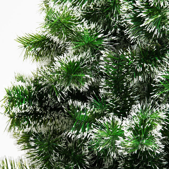 7ft 968-Tip Artificial Pine Christmas Holiday Tree w Snow Accent, Metal Base Xmas Decor - Green