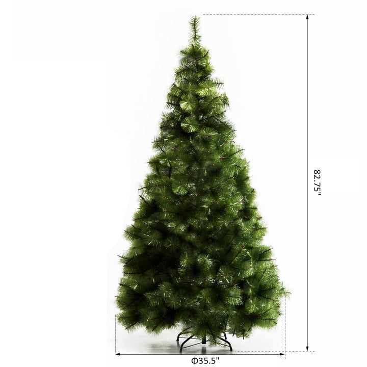 7ft 505-Tip Artificial Pine Holiday Christmas Tree w/ Metal Base Xmas Decor - Green
