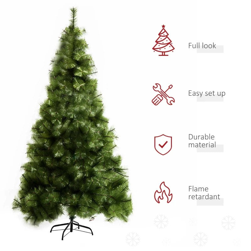 7ft 505-Tip Artificial Pine Holiday Christmas Tree w/ Metal Base Xmas Decor - Green