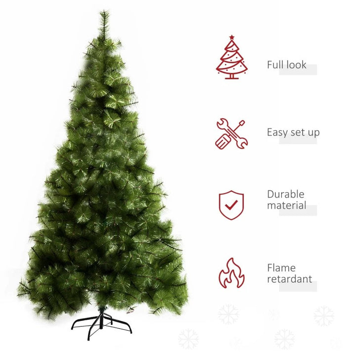 7ft 505-Tip Artificial Pine Holiday Christmas Tree w/ Metal Base Xmas Decor - Green