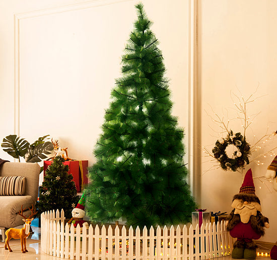 7ft 505-Tip Artificial Pine Holiday Christmas Tree w/ Metal Base Xmas Decor - Green