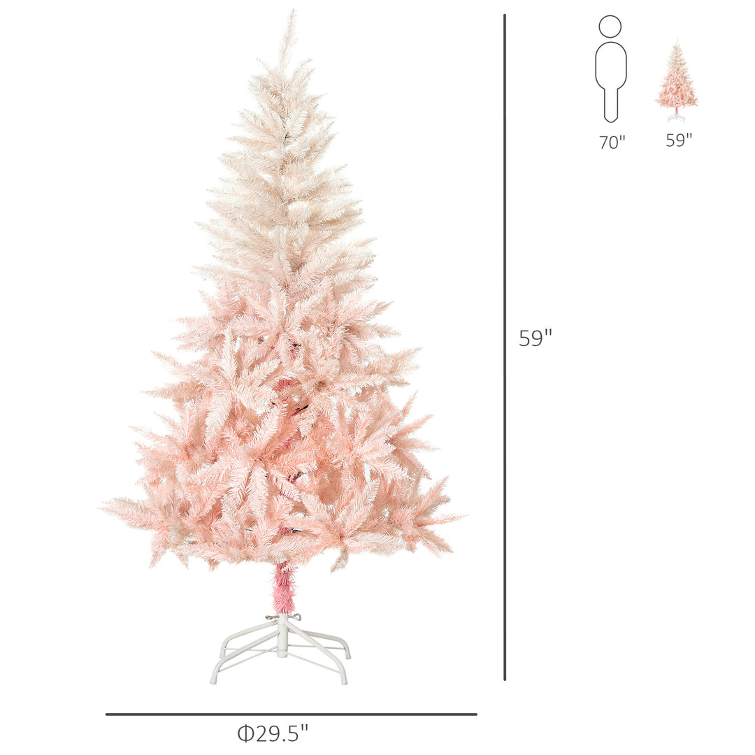 5ft 450-Tip Ombre Artificial Spruce Holiday Christmas Tree w Base Xmas - Pink & White Gradient
