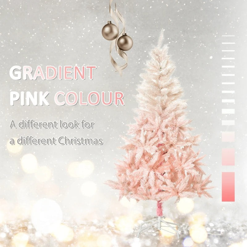 5ft 450-Tip Ombre Artificial Spruce Holiday Christmas Tree w Base Xmas - Pink & White Gradient