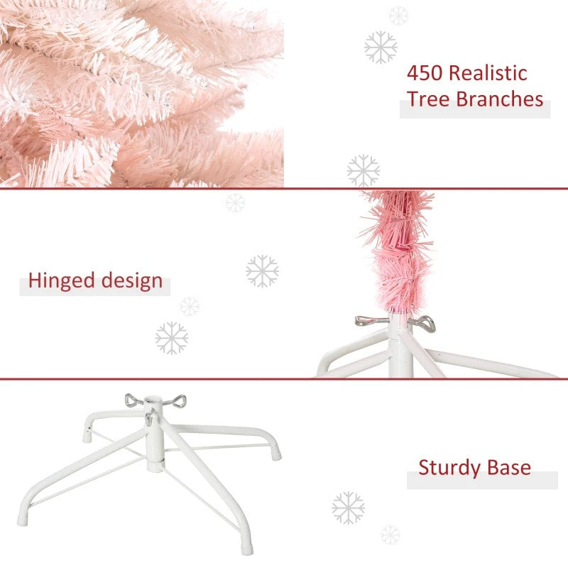 5ft 450-Tip Ombre Artificial Spruce Holiday Christmas Tree w Base Xmas - Pink & White Gradient