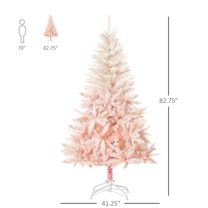 7ft 1000-Tip Ombre Artificial Spruce Holiday Christmas Tree w Base Xmas - Pink & White Gradient