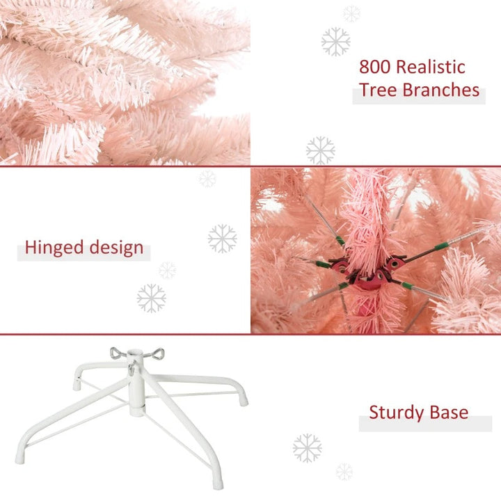 6ft 800-Tip Ombre Artificial Spruce Holiday Christmas Tree w Base Xmas - Pink & White Gradient
