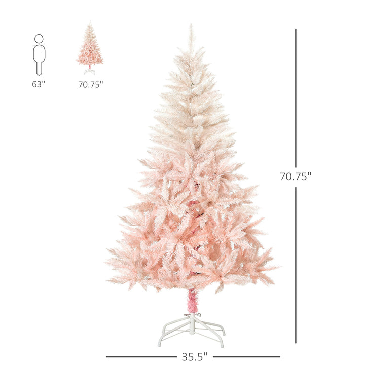 6ft 800-Tip Ombre Artificial Spruce Holiday Christmas Tree w Base Xmas - Pink & White Gradient