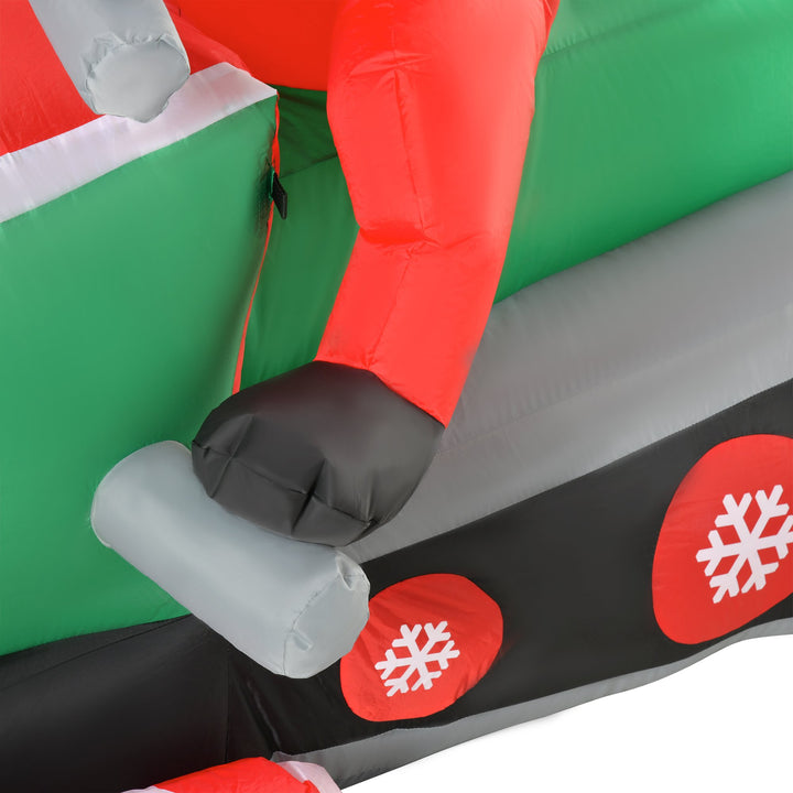 7ft Long Inflatable Holiday Christmas Blow-Up w LED Lights Outdoor, Santa Claus on Snowmobile