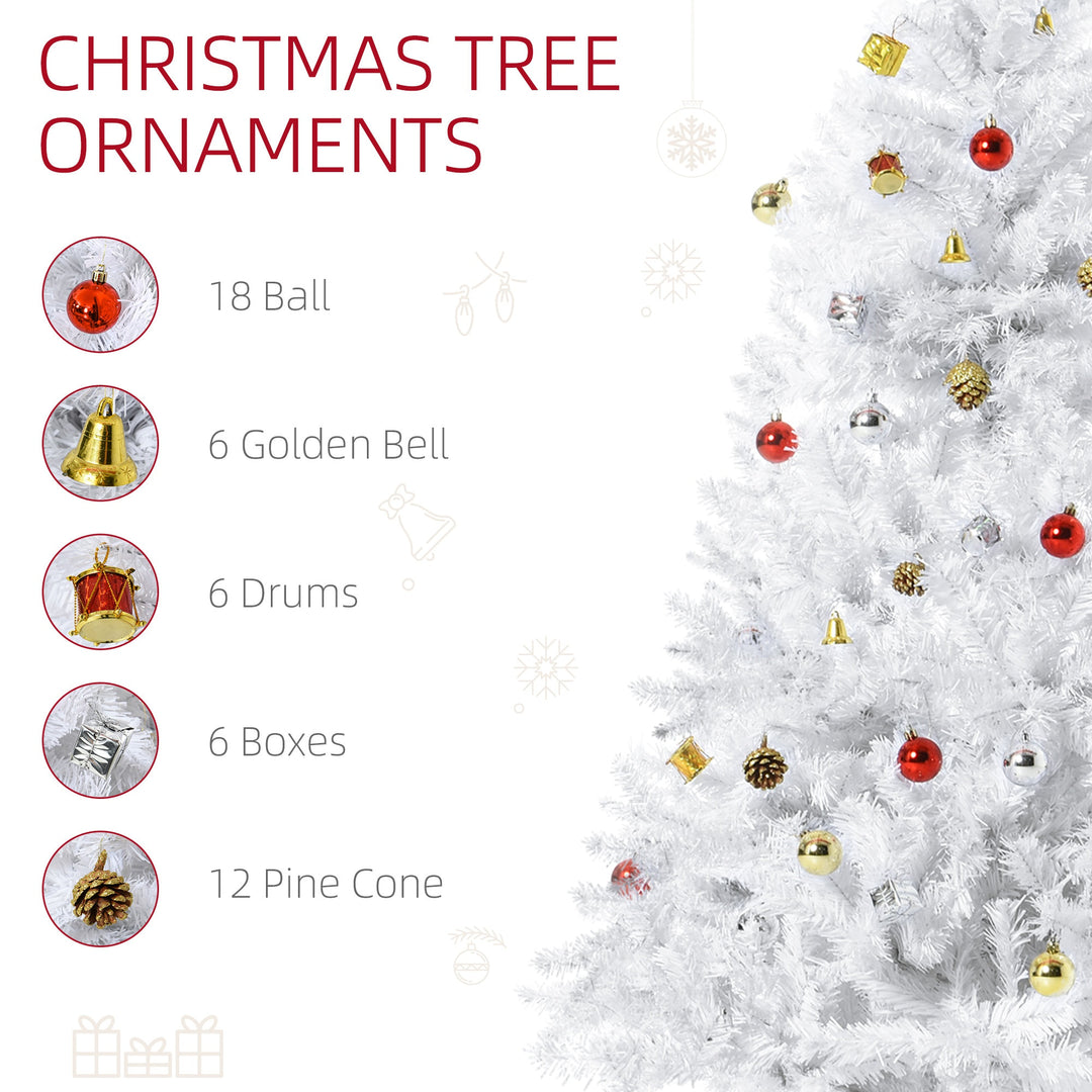 5ft 680-Tip Artificial Spruce Christmas Tree w/ Ornaments and Metal Base Xmas Decor - White