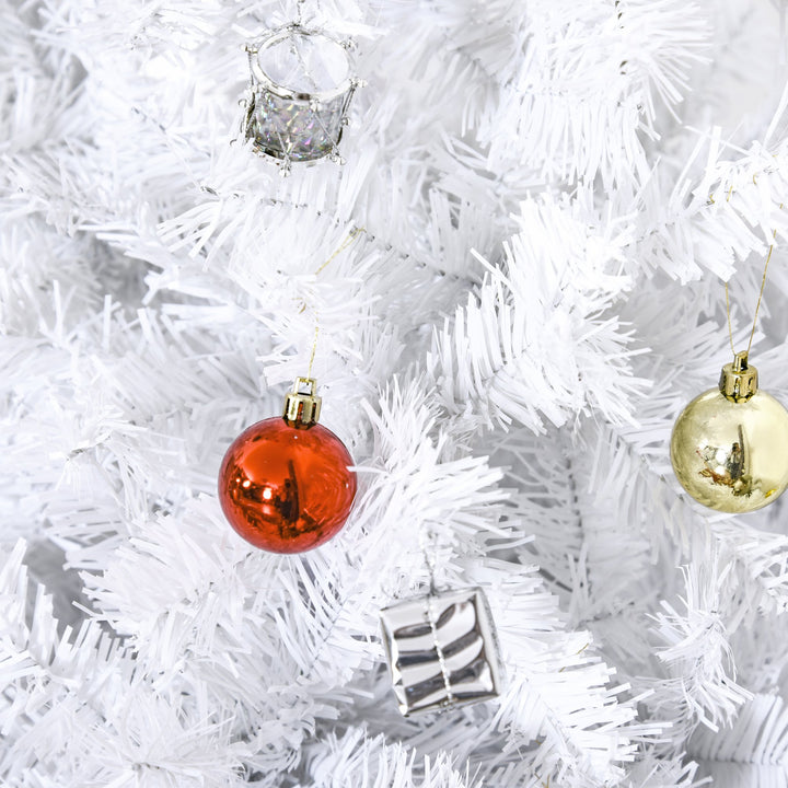 5ft 680-Tip Artificial Spruce Christmas Tree w/ Ornaments and Metal Base Xmas Decor - White