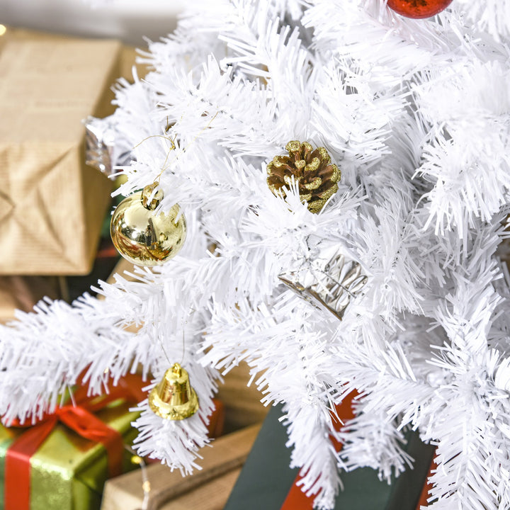 5ft 680-Tip Artificial Spruce Christmas Tree w/ Ornaments and Metal Base Xmas Decor - White