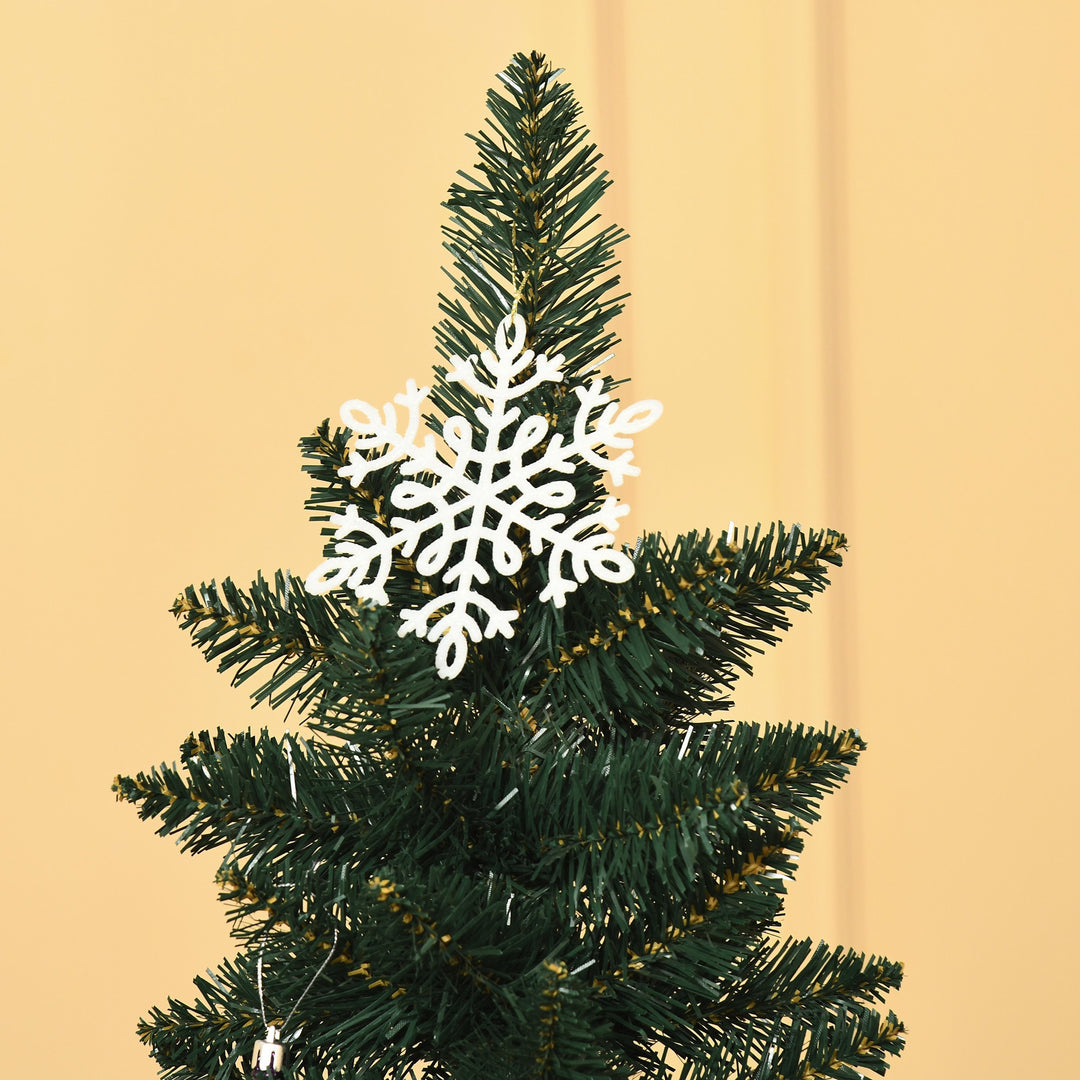 6ft 380-Tip Artificial Pencil Slim Holiday Christmas Tree w Metal Base Xmas Decor - Green