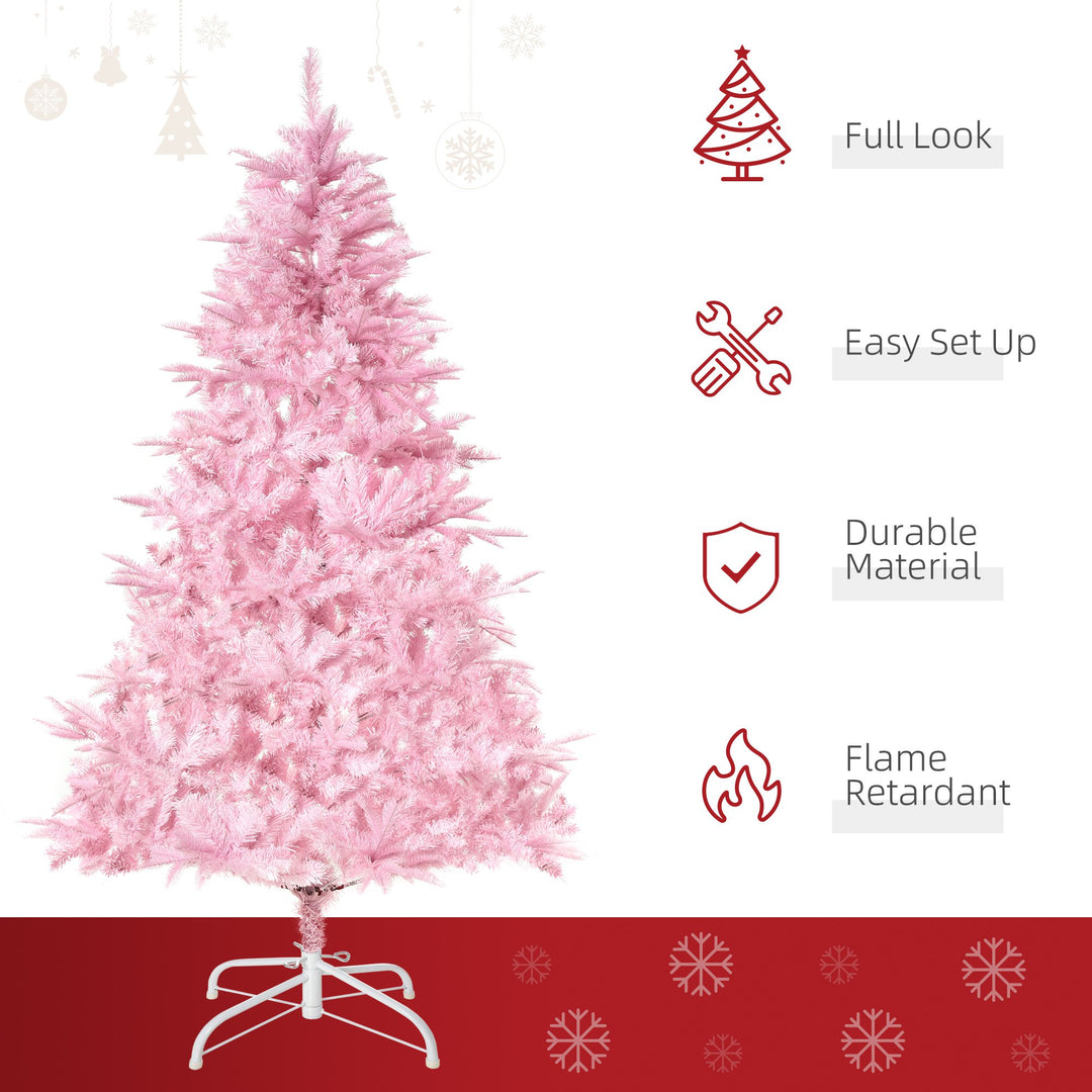 6ft 892-Tip Artificial Christmas Holiday Tree w Metal Base Xmas Decor – Pink