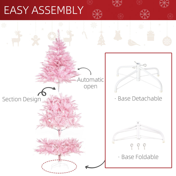 6ft 892-Tip Artificial Christmas Holiday Tree w Metal Base Xmas Decor – Pink