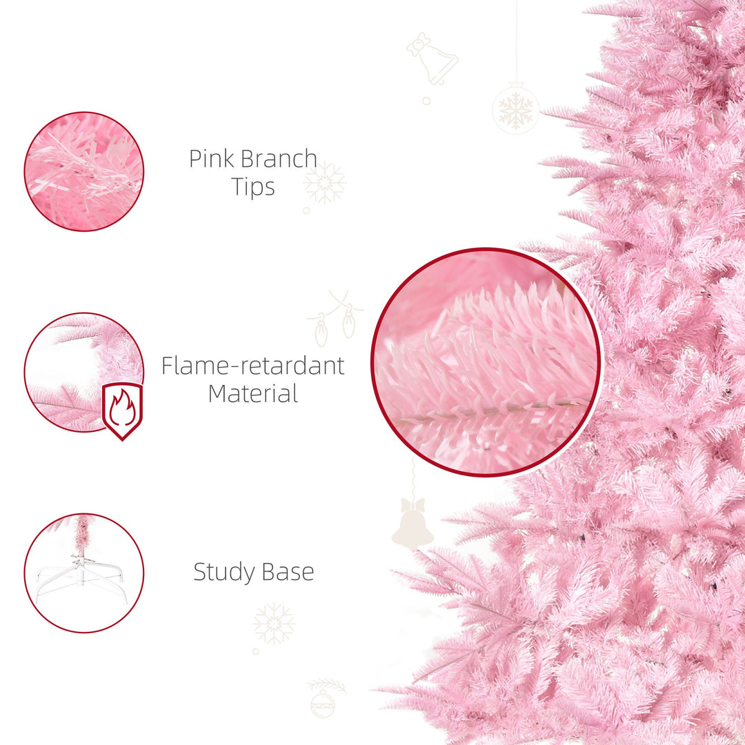 6ft 892-Tip Artificial Christmas Holiday Tree w Metal Base Xmas Decor – Pink