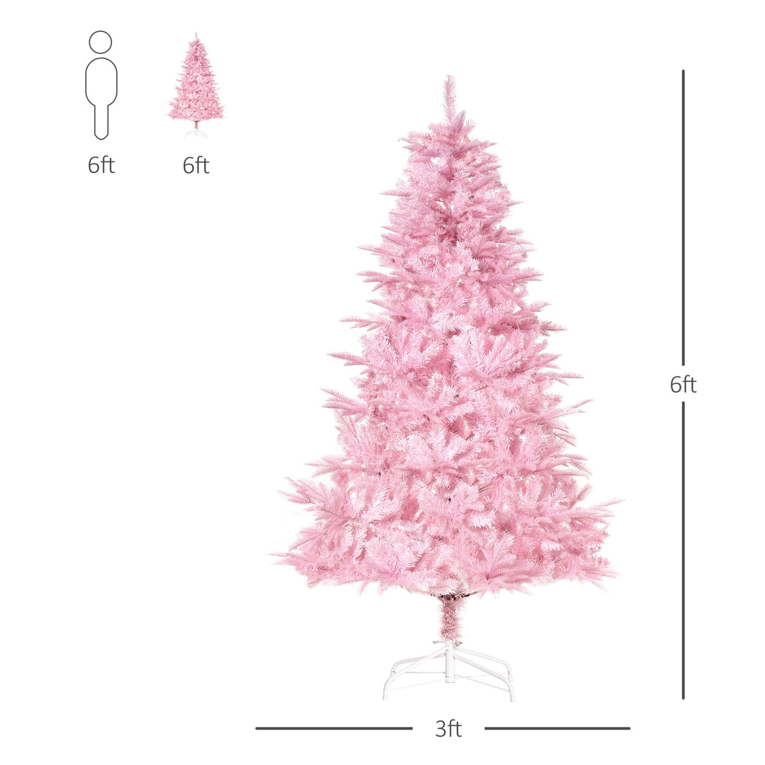 6ft 892-Tip Artificial Christmas Holiday Tree w Metal Base Xmas Decor – Pink