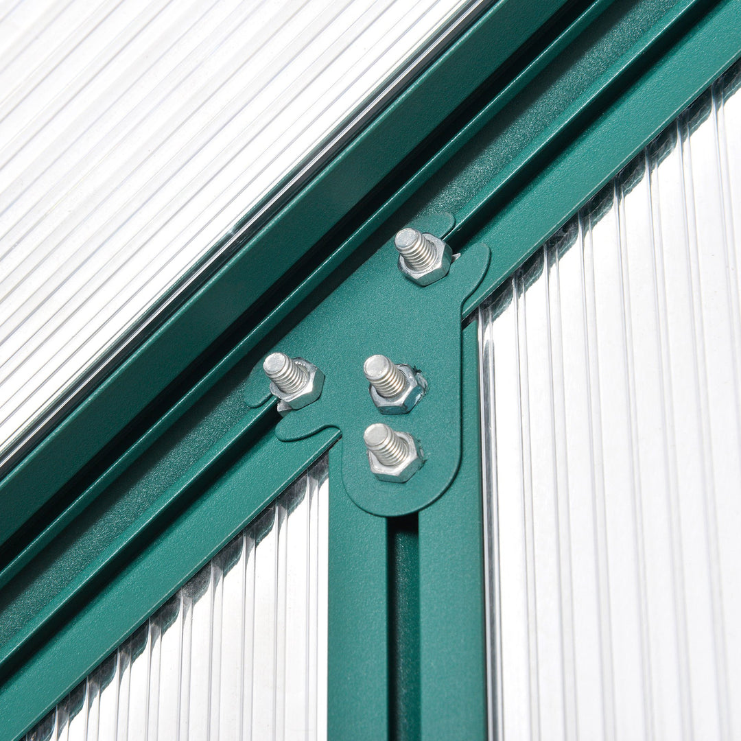 8' x 6' x 6.6' Walk-in Aluminum PC Hard Sided Outdoor Greenhouse Temperature Window, Foundation