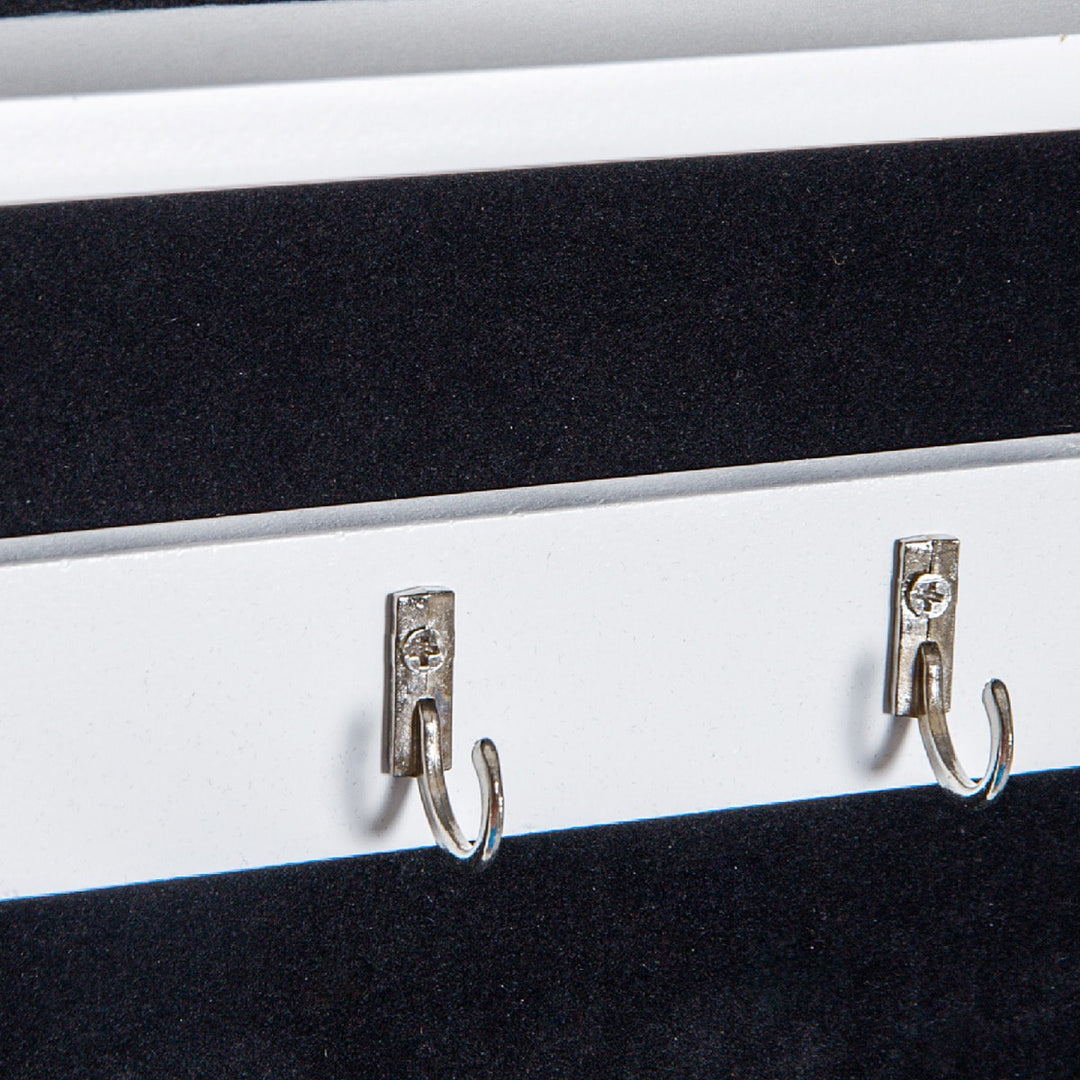 Wall-Mounted Hanging Jewelry Storage Cabinet Unit Full-Length Mirror - White