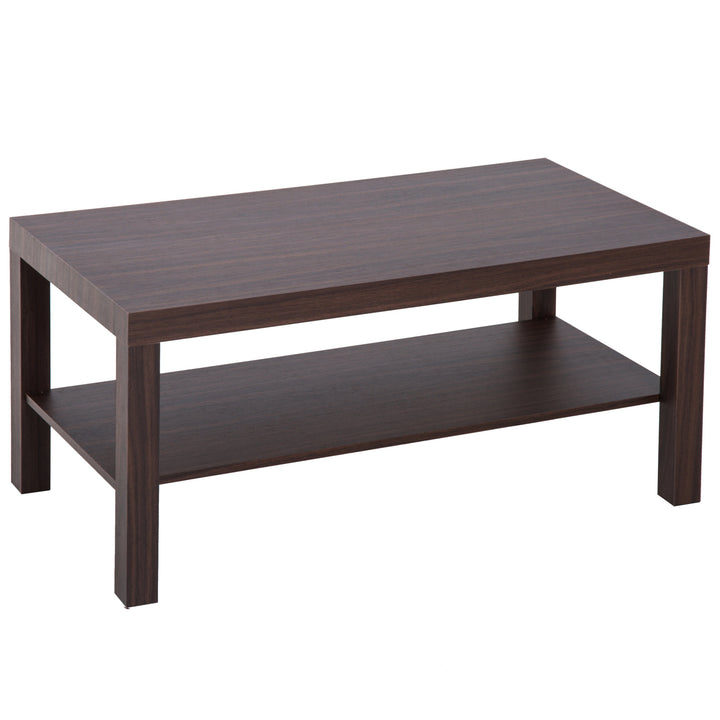 Sleek Modern Accent Coffee Table Storage Shelf for Living Family Room - Brown