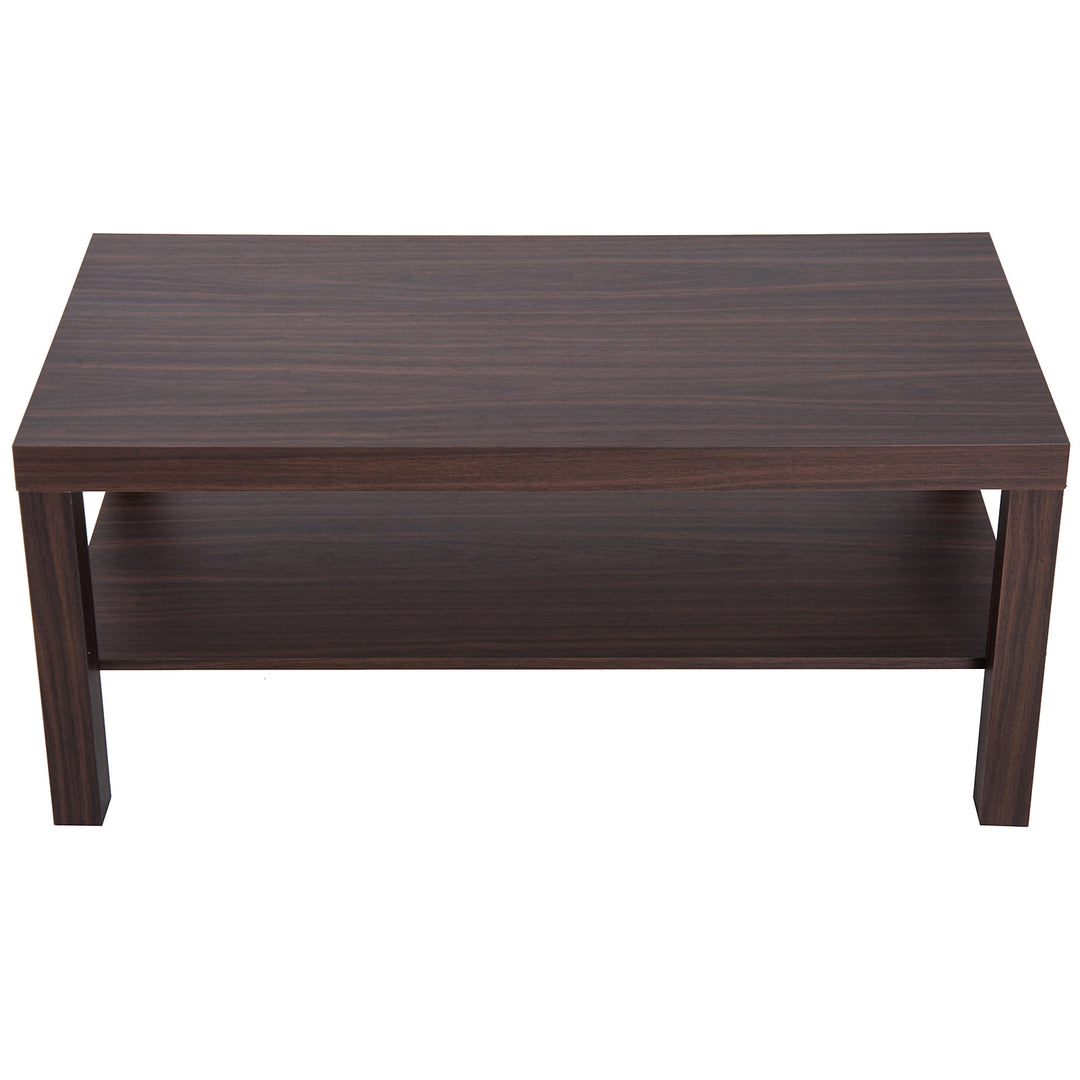 Sleek Modern Accent Coffee Table Storage Shelf for Living Family Room - Brown