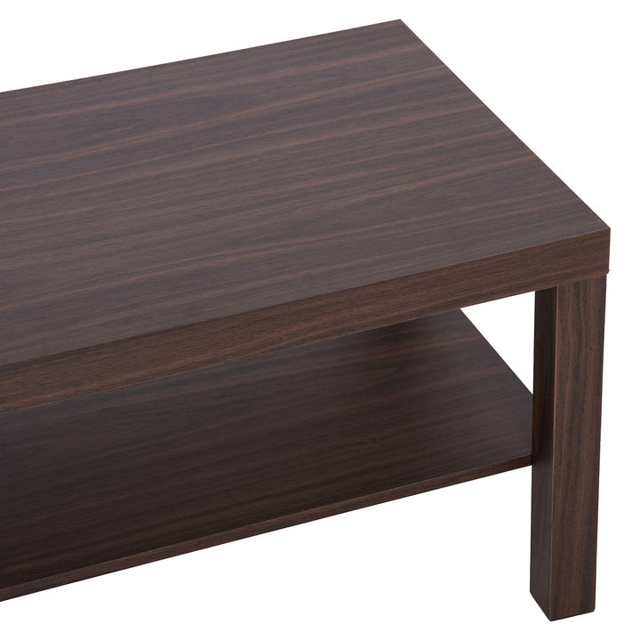 Sleek Modern Accent Coffee Table Storage Shelf for Living Family Room - Brown