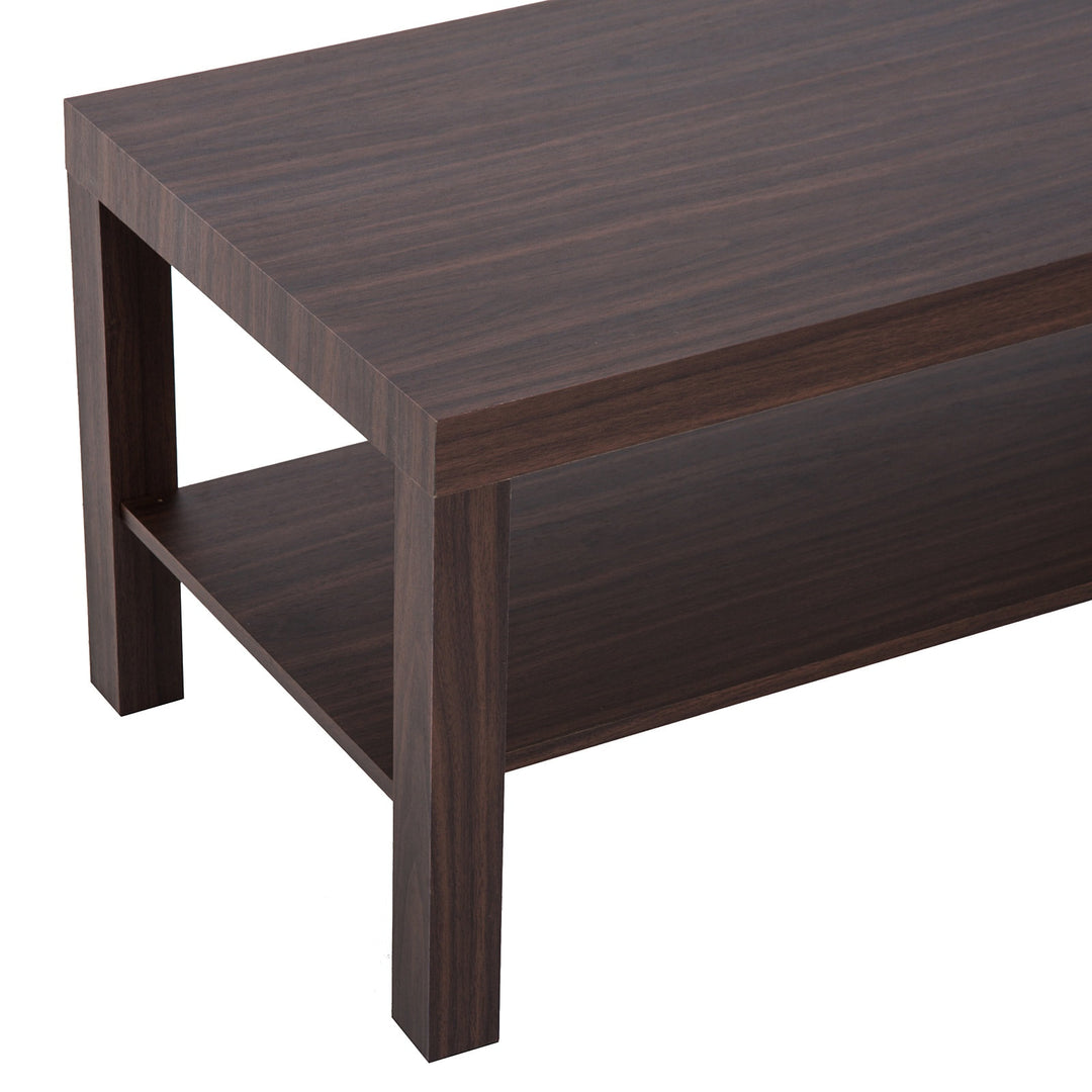 Sleek Modern Accent Coffee Table Storage Shelf for Living Family Room - Brown