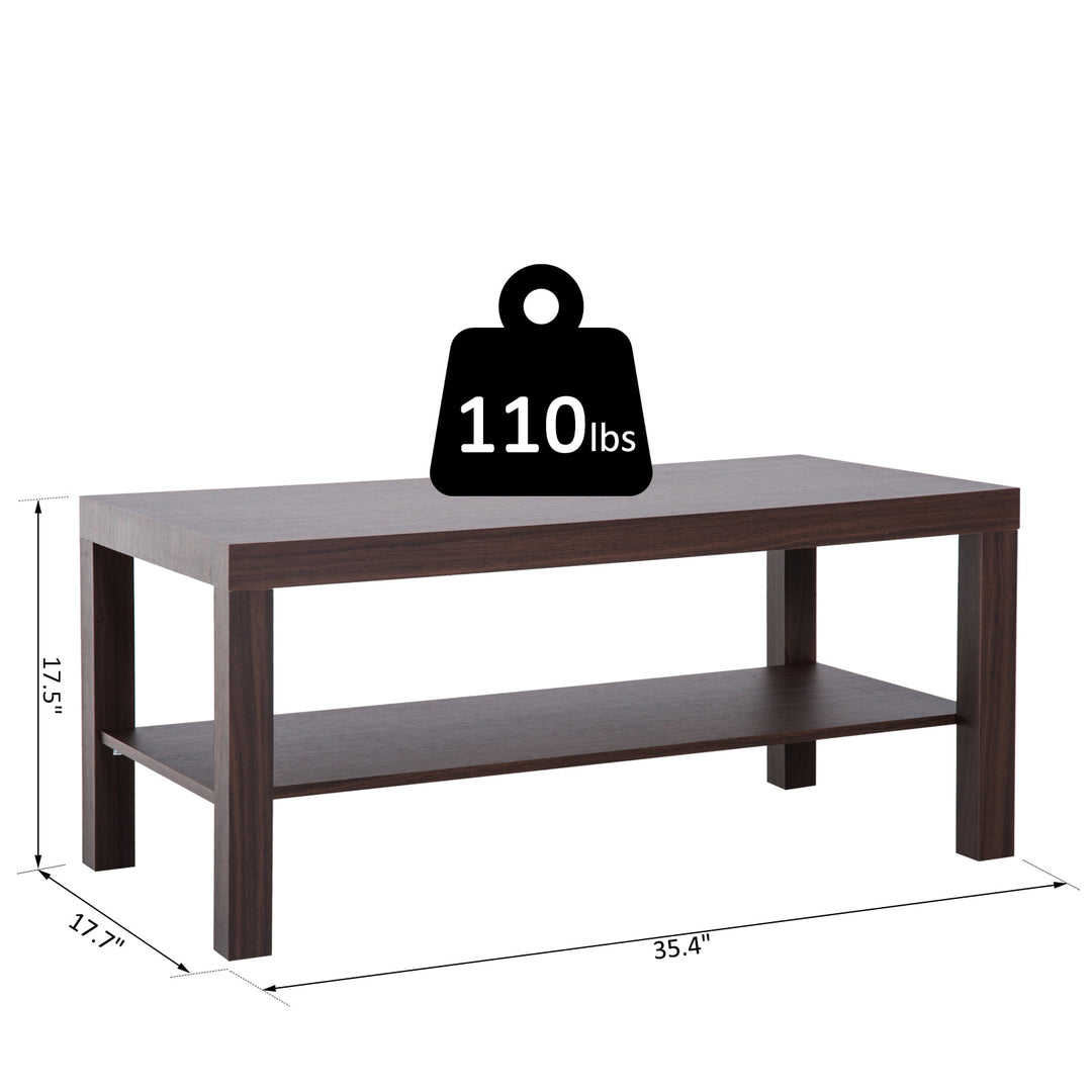 Sleek Modern Accent Coffee Table Storage Shelf for Living Family Room - Brown