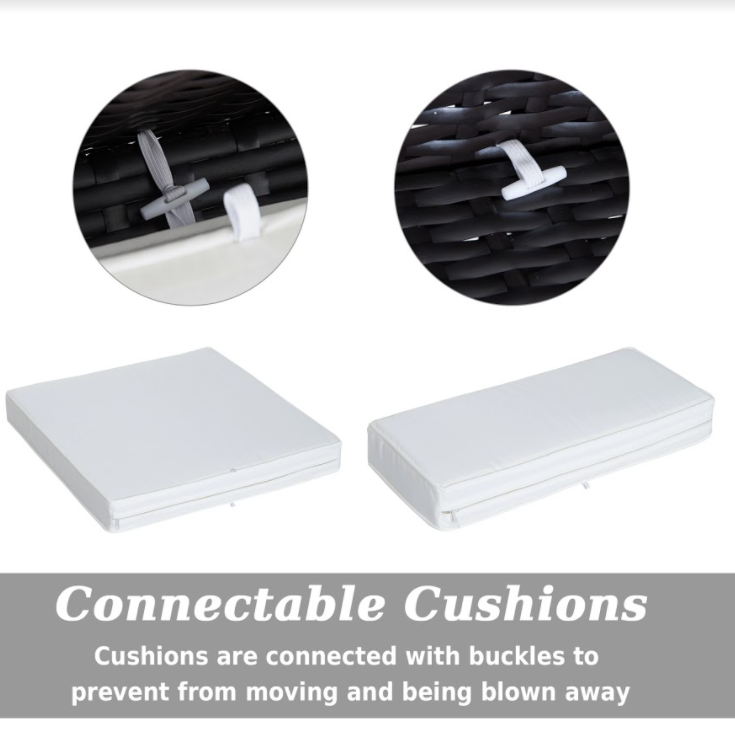 7pc PE Rattan Wicker Sectional Conversation Set w/ Cushions Outdoor Patio - Coffee, Cream White