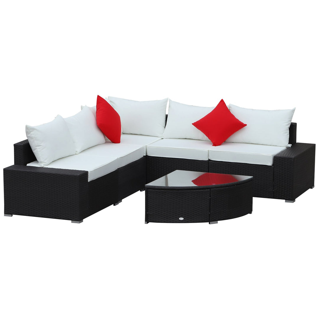 6pc PE Rattan Wicker L-Shape Sectional Conversation Set w/ Cushions Outdoor Patio – Cream White