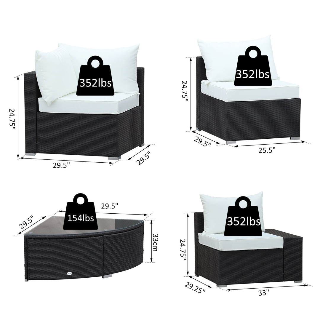 6pc PE Rattan Wicker L-Shape Sectional Conversation Set w/ Cushions Outdoor Patio – Cream White