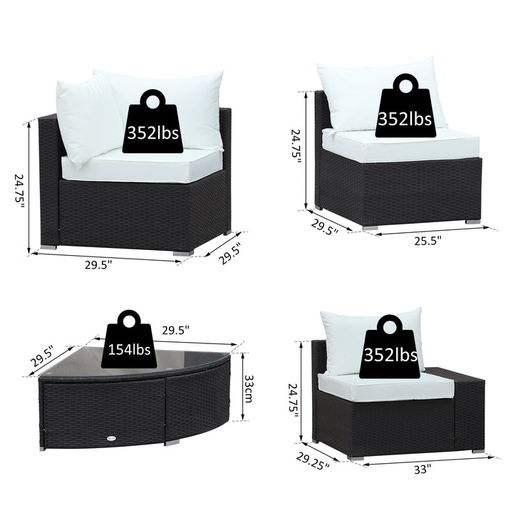 6pc PE Rattan Wicker L-Shape Sectional Conversation Set w/ Cushions Outdoor Patio – Cream White