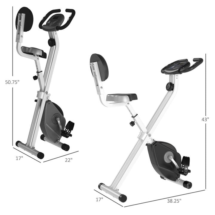 Compact Folding Adjustable Upright Stationary Exercise Bike w/ Resistance & LCD Display - Black